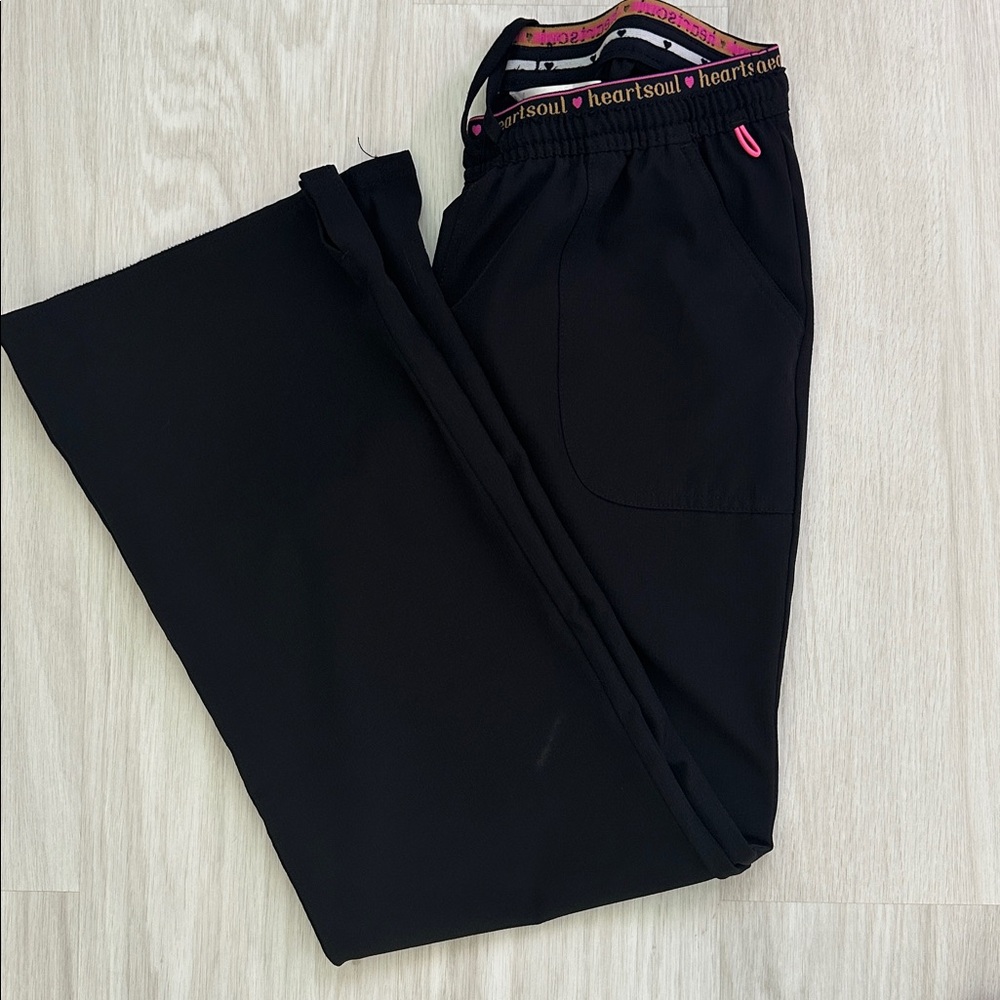 HeartSoul Black Scrub Pants with Pink Trim